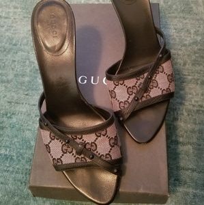 Gucci monogram slide sandals